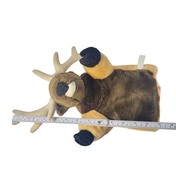Moose Puppet Plush Brown Gold 13 Inch Stuffed Animal Soft Interactive Play Toy - Picture 7 of 9
